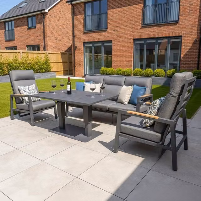 Bracken Outdoors Albany Lounge Sofa Set with Height Adjustable Aluminium Table in Grey
