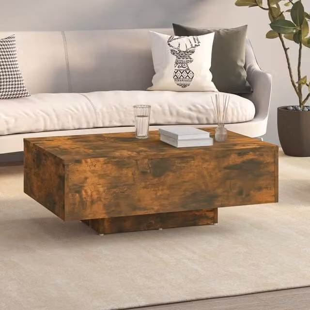 Berkfield Home Modern Smoked Oak Coffee Table in Brown, W/D/H: 85 x 55 x 31 cm