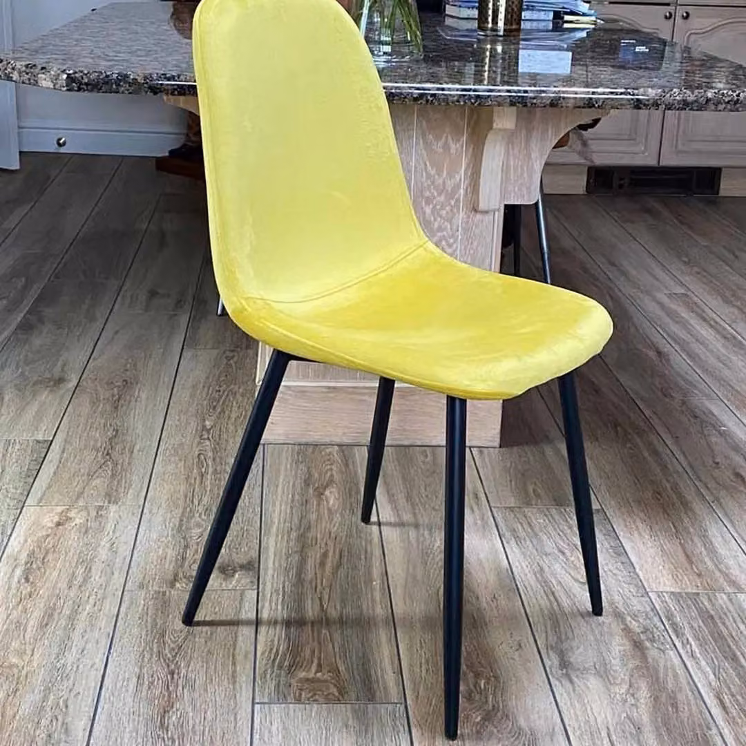 Minster Scandinavian Dining Chair in Yellow Velvet with Black Metal Legs, W: 44 cm, D: 52 cm, H: 86 cm – 4