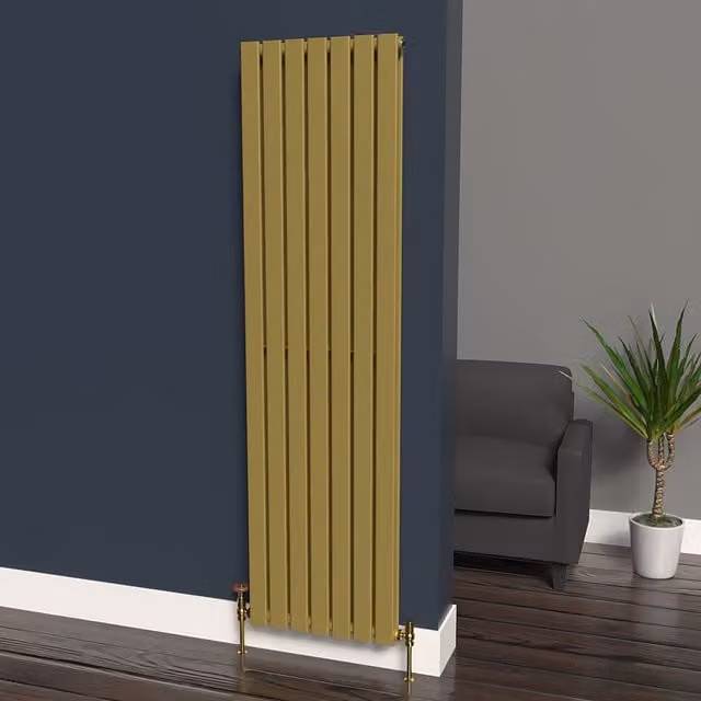 Lux Heat Flat Coloured Vertical Radiator in Metallic Gold, H 180 cm x W 49 cm