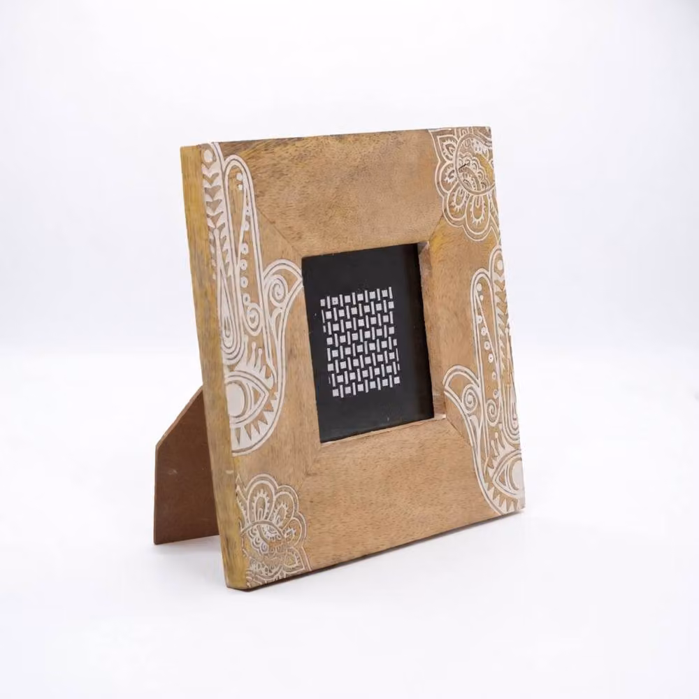 KDMD Hansa White and Brown Mango Wood Square Picture Frame for 10x15cm Photos, W/H/D: 20 x 20 x 2 cm – 3