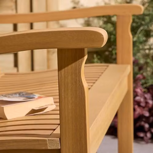 Rowlinson Hemsway 2 Seat Garden Bench in Brown Wood, W124 x D71 x H94 cm – 5