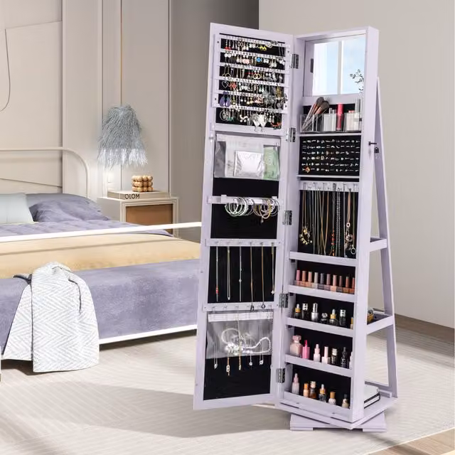 COSTWAY 3-in-1 Lockable Jewelry Organizer in Purple