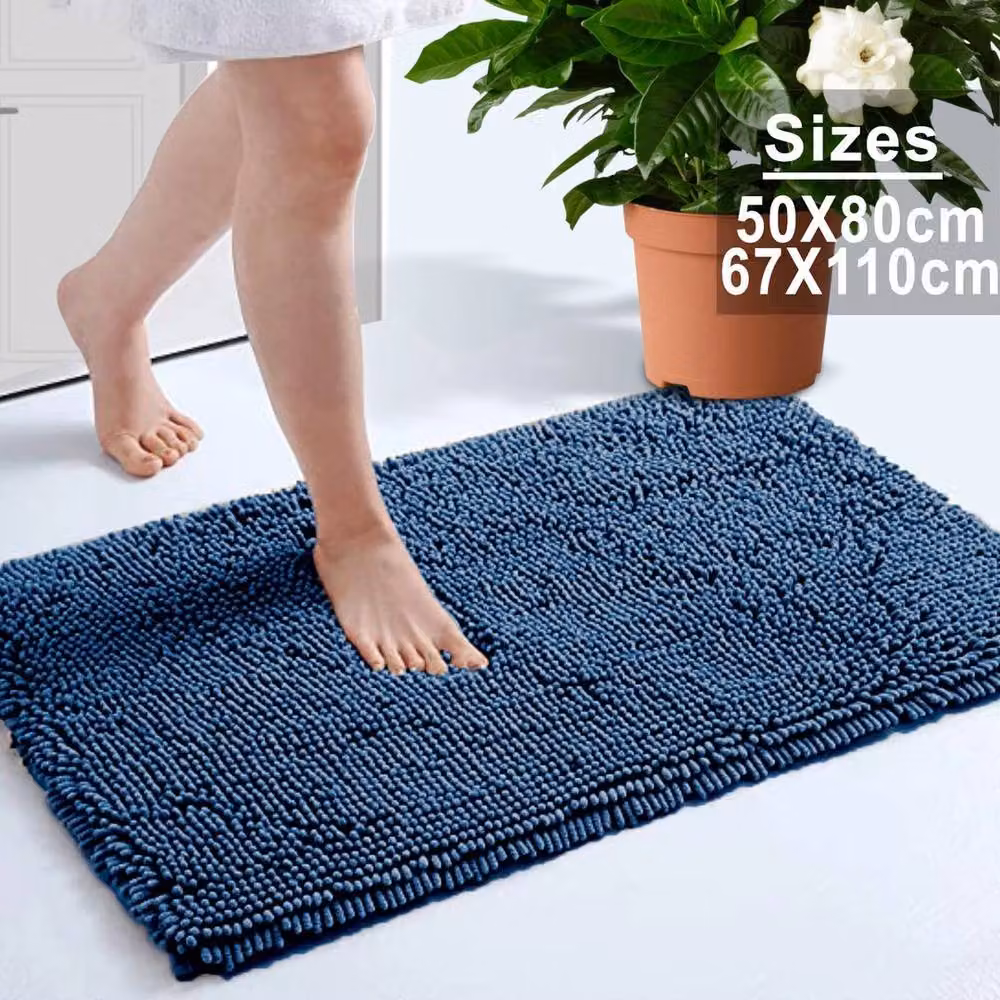 NESTLUNE Non-Slip Absorbent Blue Bath Shower Mat, W: 67 cm, D: 100 cm – 4