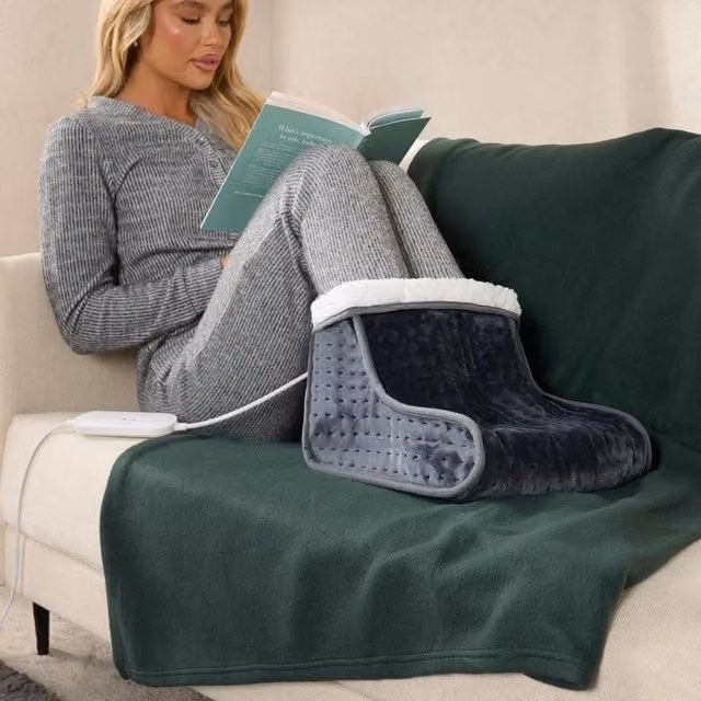 OHS Sherpa Lined Electric Heated Foot Warmer in Charcoal Grey