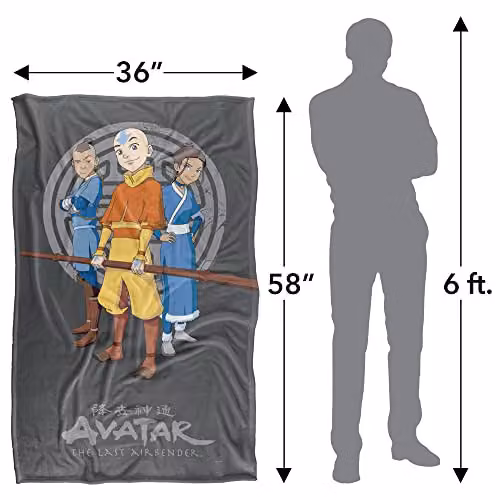 LOGOVISION Avatar The Last Airbender Team Avatar Super Soft Fluffy Fleece Snuggle Blanket, Multicolour, W: 91 cm, D: 147 cm – 4