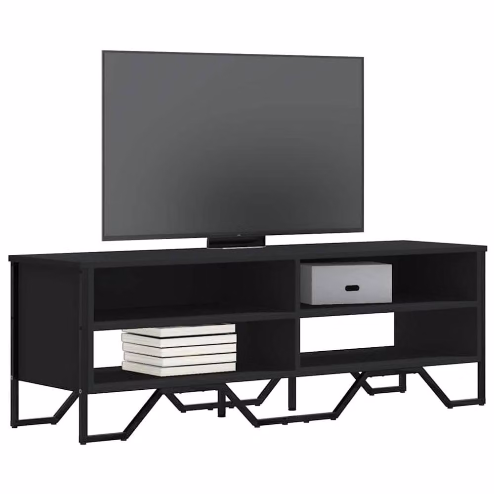 Berkfield Home Modern Black TV Cabinet in Matt MDF, W/D/H: 122 x 34 x 41 cm – 2
