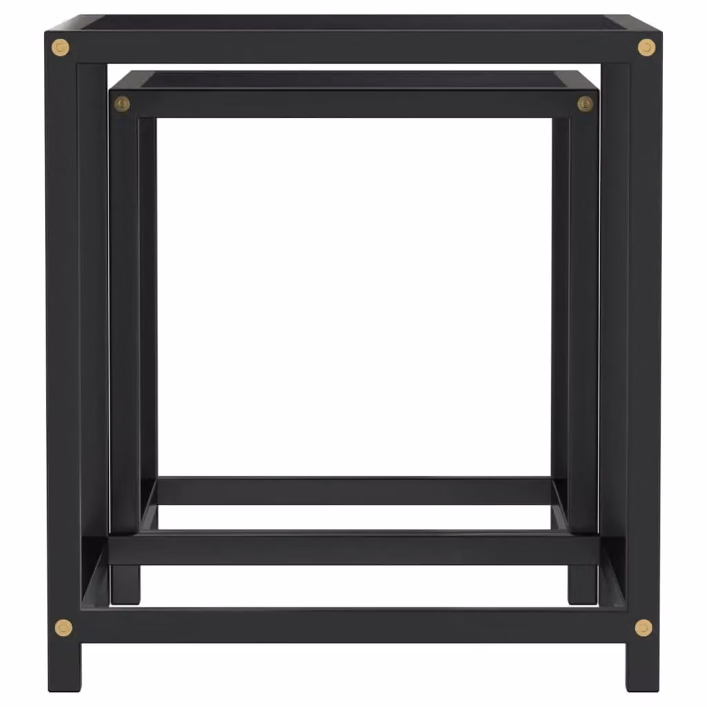 Berkfield Home Set of 2 Black Nesting Tea Tables in MDF and Metal – 3