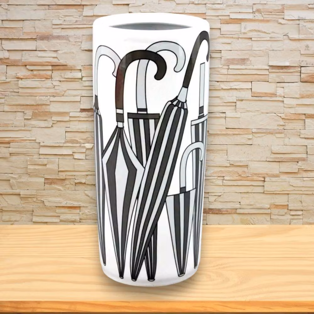 Minster Ceramic Umbrella Stand Vase in Black and White, W: 20 cm, D: 20 cm, H: 46 cm – 2
