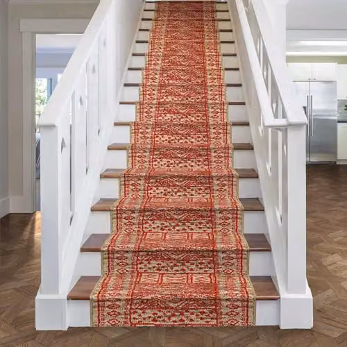 runrug Soft and Comfortable Stair Runner in Red and Beige, W: 80 cm, L: 660 cm – 4