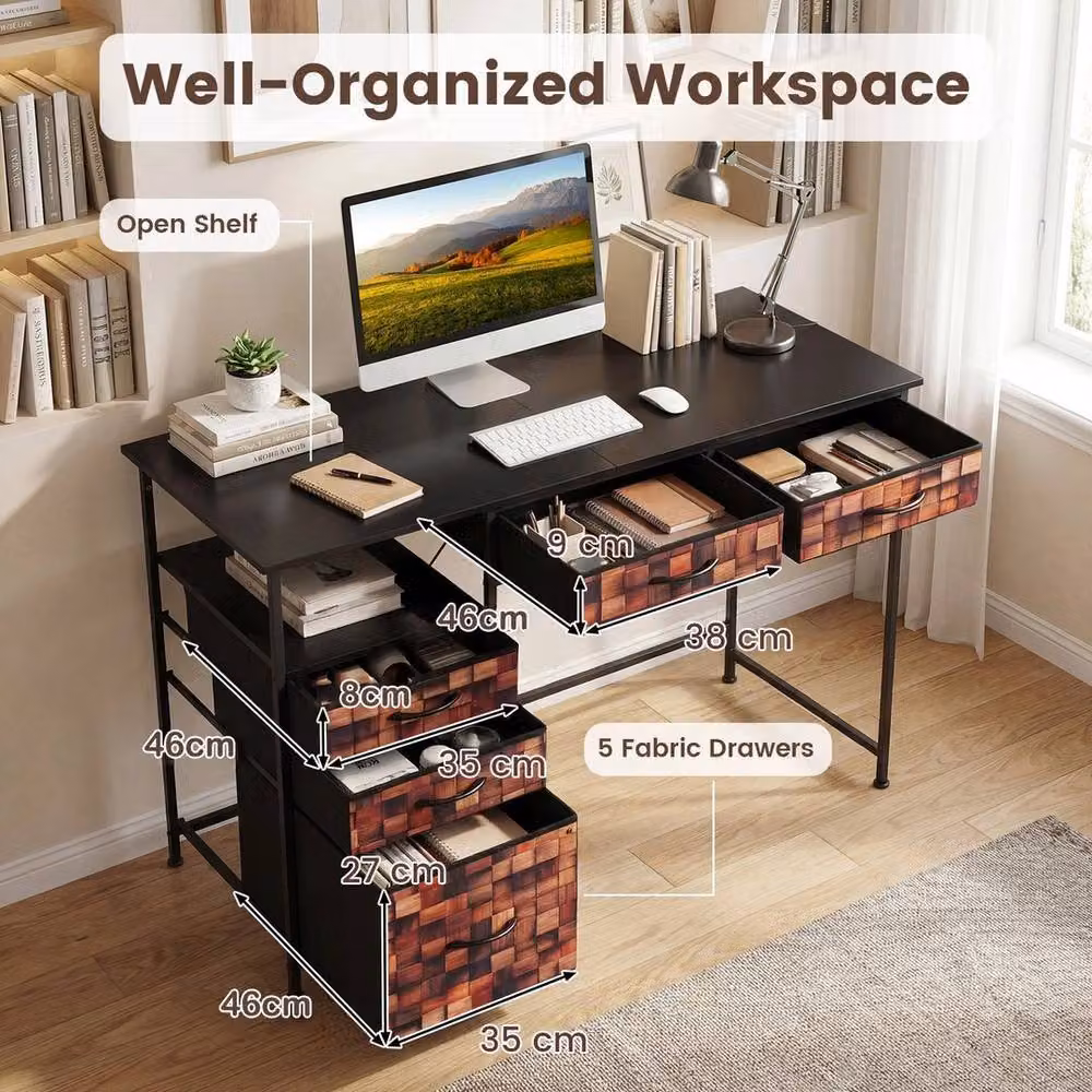 KORVIXA Black Computer Desk for Home Office and Bedroom – 5