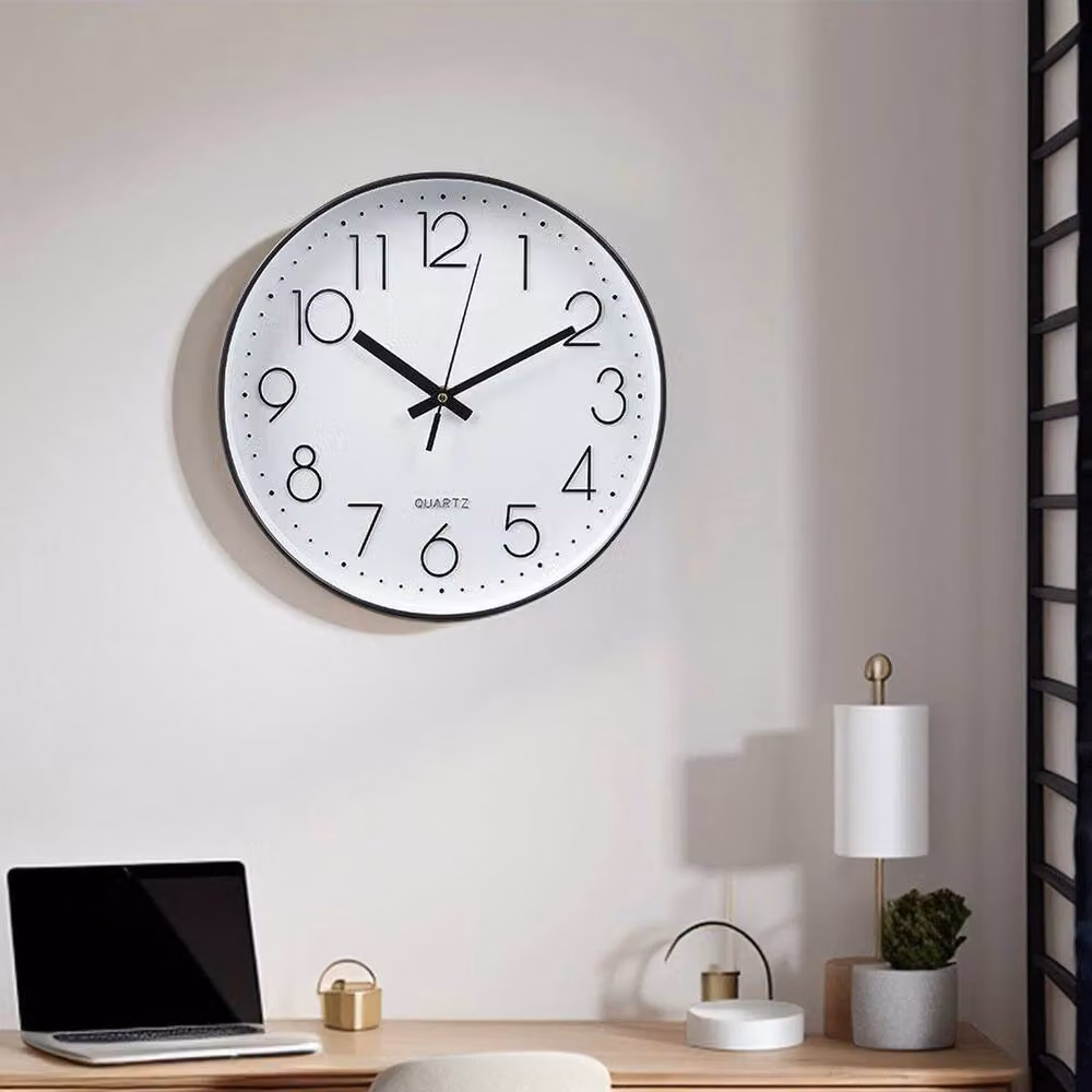 KORVIXA Silent Quartz Wall Clock in Black, Round Minimalist Design, Diameter: 100 cm – 3