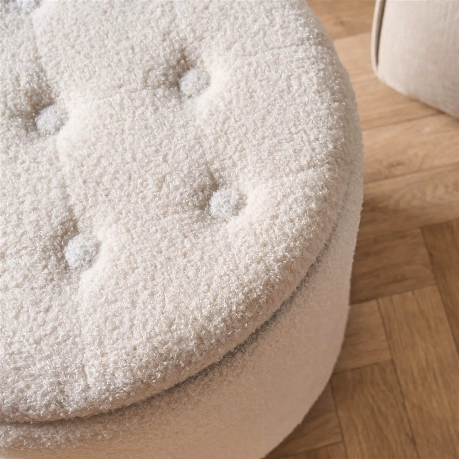 OHS Boucle Fleece Storage Ottoman Stool and Vanity Seat in Cream – 2
