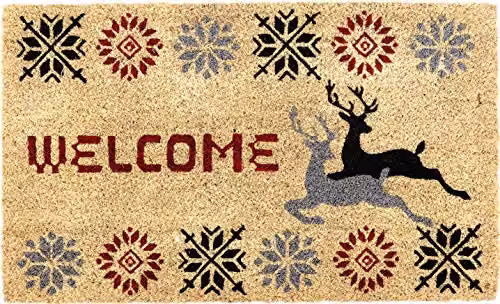 Coco&Coir Christmas Stag Coir Door Mat, Brown, W/D: 75 x 45 cm – 1