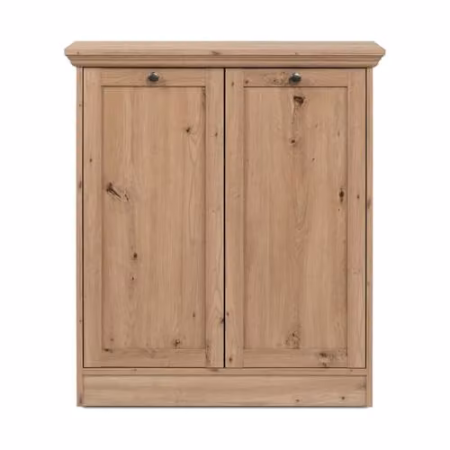 Calicosy Oak Brown 2-Door 2-Shelf Sideboard with Metal Handles W: 80 cm, H: 90 cm, D: 35 cm – 1