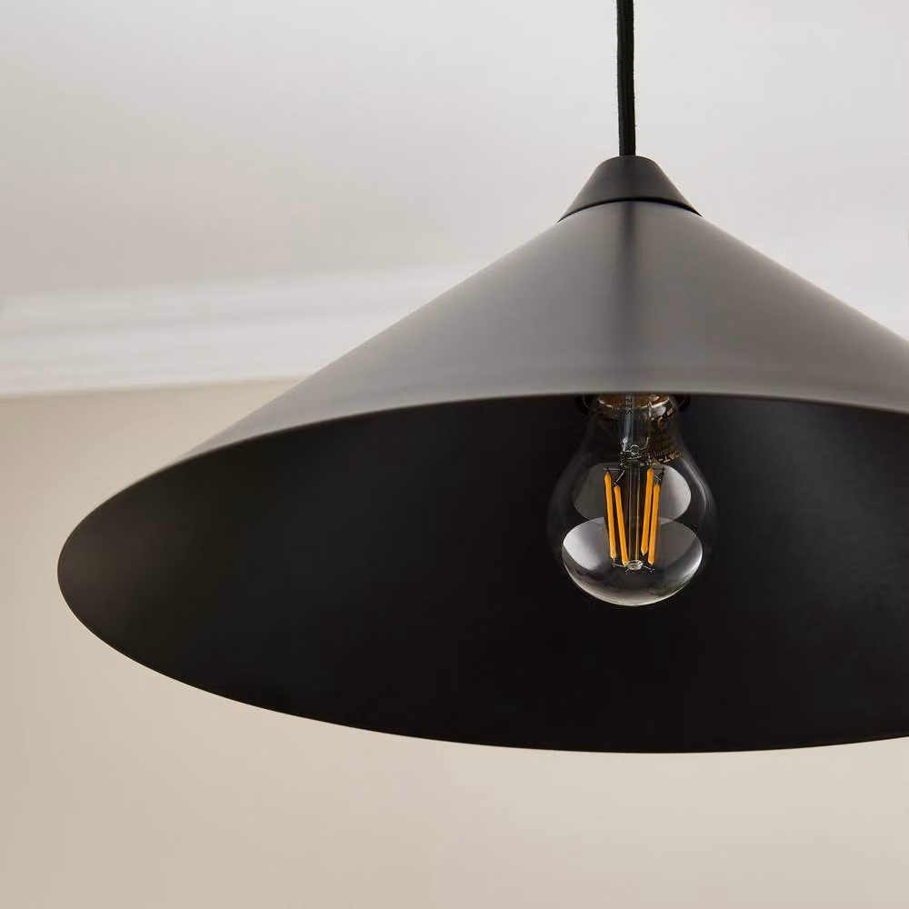 First Choice Lighting Fontana Set of 2 Black Metal Ceiling Pendant Lights, Diameter: 40 cm – 4