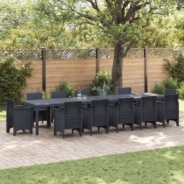 Berkfield Home Extendable Rectangular Garden Table in Anthracite Poly Rattan, W: 400 cm, D: 100 cm, H: 73 cm – 1