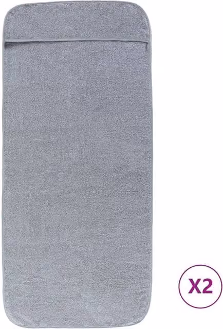Berkfield Home Grey Quick-Drying Fluffy Beach Towels, 2 Pack, W/H: 75 x 200 cm