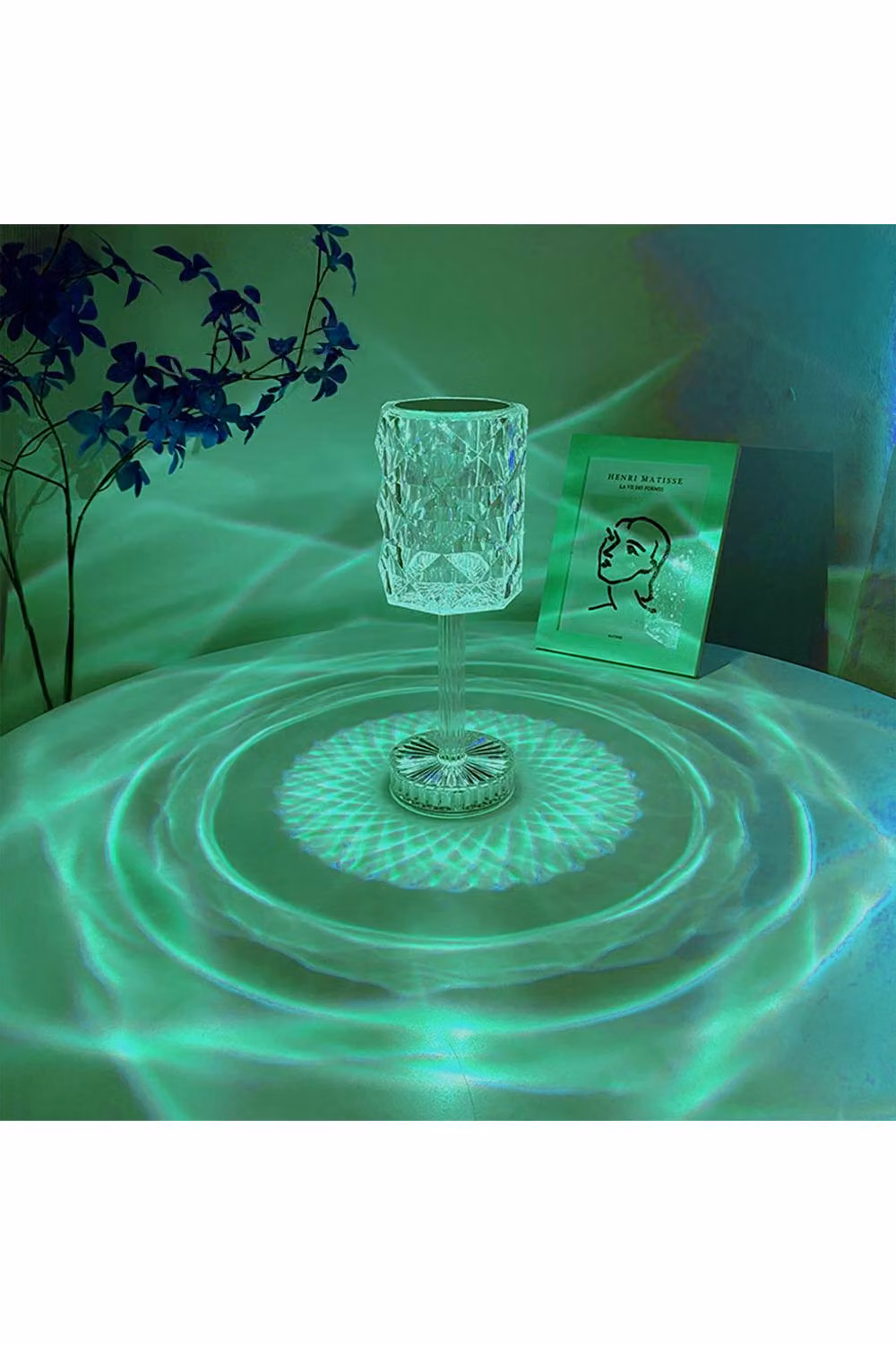H&O Direct Crystal Diamond RGB LED Table Lamp in White and Transparent with Remote Control and Dimming Function – 1