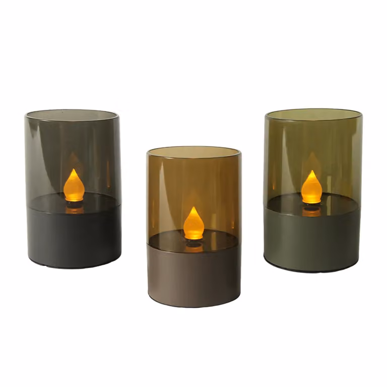 Bright Zeal 3 Piece LED Flameless Candle Set with Timer in Brown, Grey and Purple