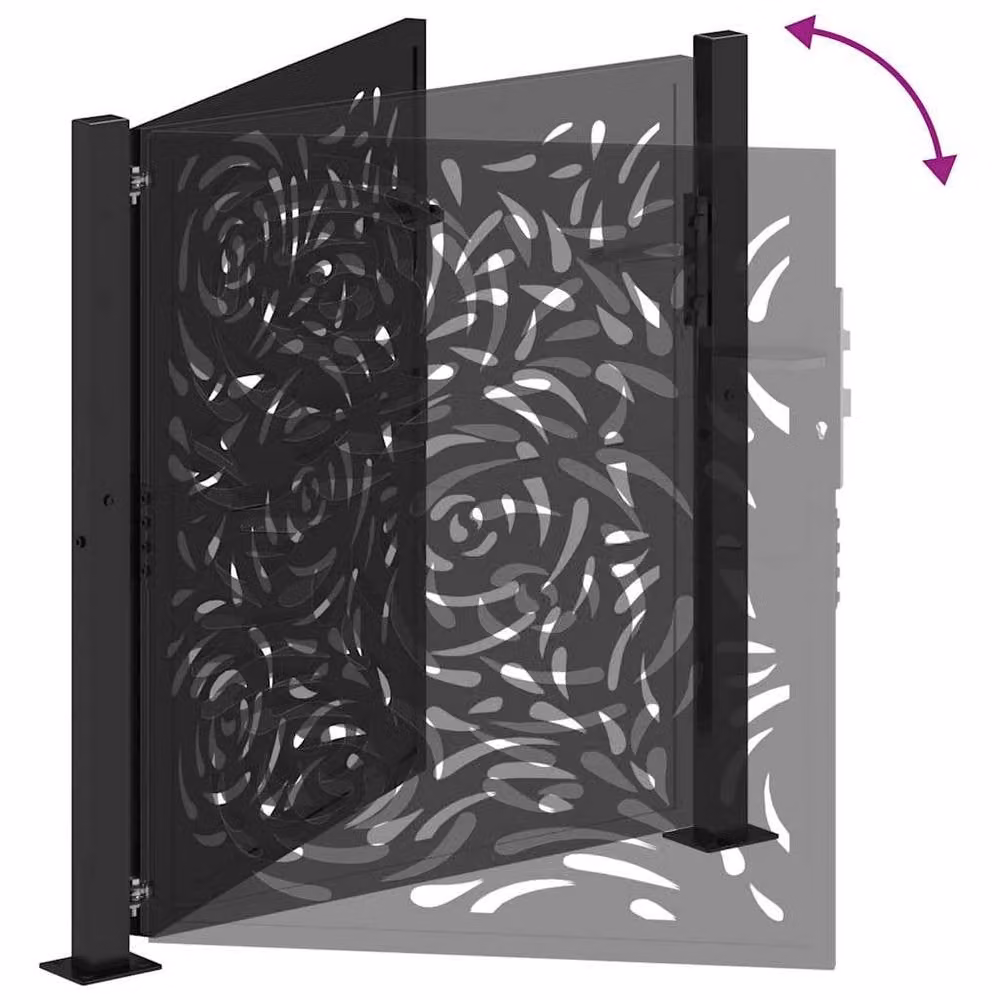 Berkfield Home Beautiful Garden Gate in Black Steel, W: 105 cm, H: 106 cm – 5