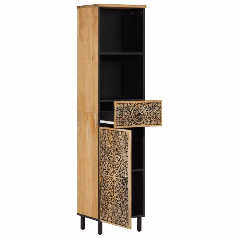 Berkfield Home Brown Solid Mango Wood Bathroom Cabinet, W/D/H: 38 x 33 x 160 cm – 2