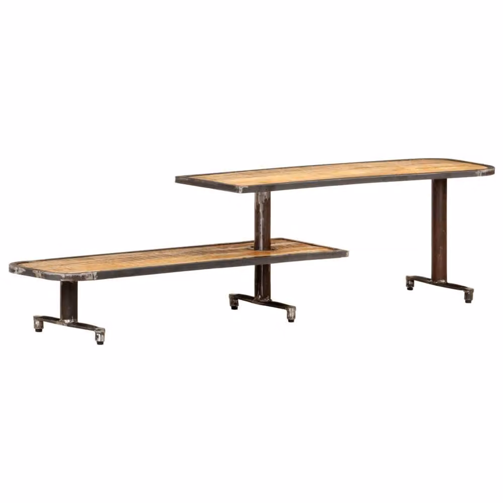 Berkfield Home Industrial TV Cabinet in Brown Solid Mango Wood, W/D/H: 160 x 30 x 40 cm