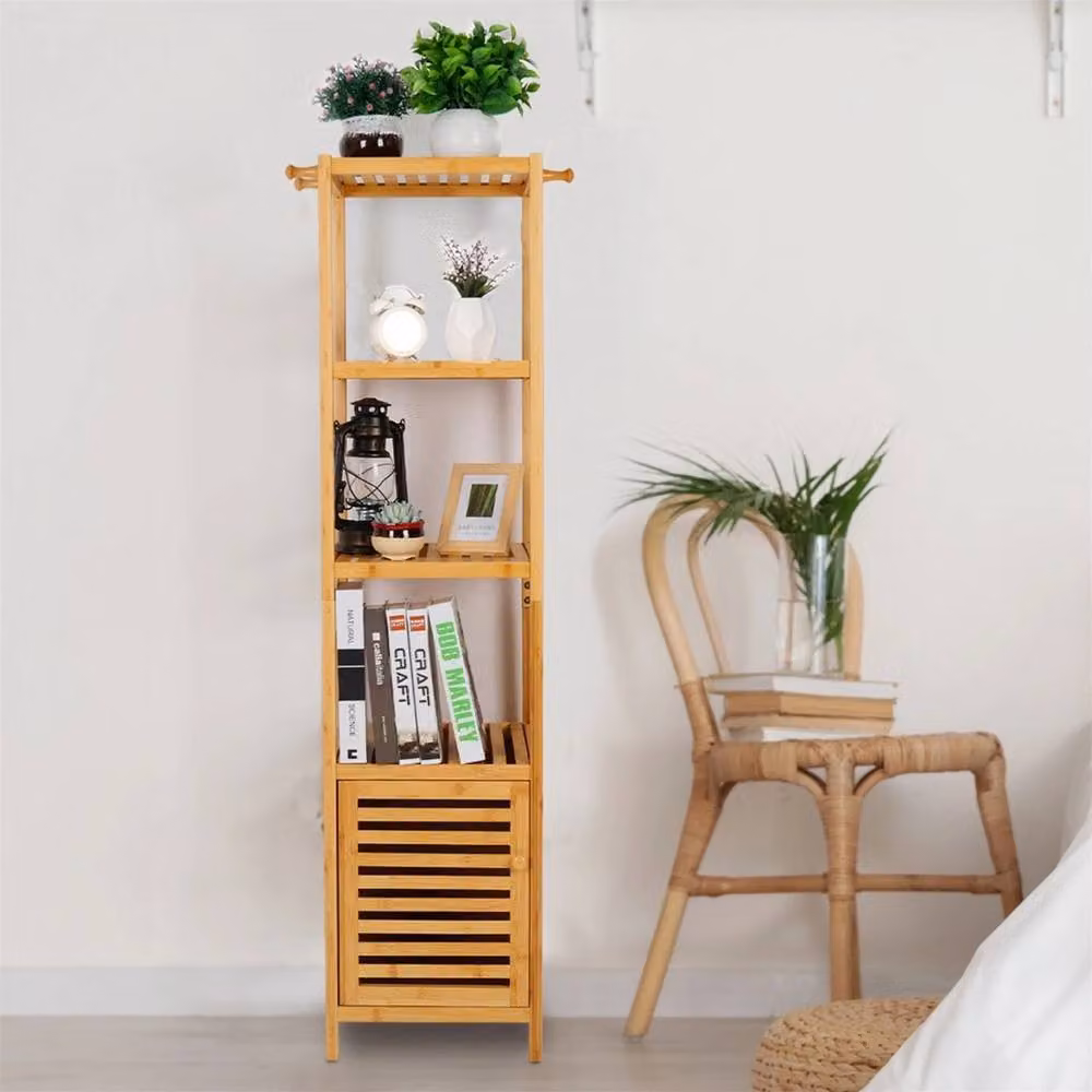 ERGOVEXA 3-Tier Bamboo Bathroom Storage Cabinet and Organiser Shelf in Brown – 3