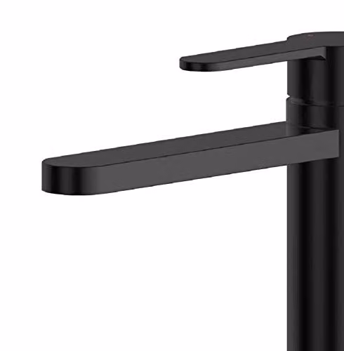 Nuie ARV470 Arvan Modern Round High Rise Mono Basin Mixer Tap with Single Lever Handle, Matt Black – 2