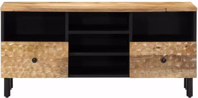 Berkfield Home Industrial TV Cabinet in Brown Solid Mango Wood, W/D/H: 100 x 33 x 46 cm – 1