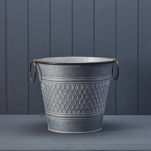 Four Candle Large Round Grey Zinc Honeycomb Planter Tub – 1