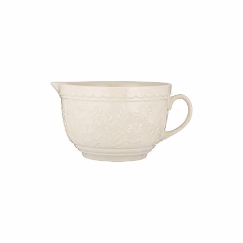 Mason Cash In The Meadow Stoneware Batter Bowl with Handle and Pouring Spout, 1.9 l, Beige and White