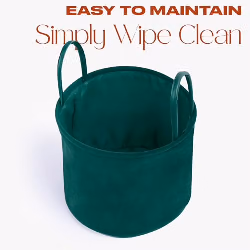 OHS Velvet Storage Basket with Handles, Green – 4