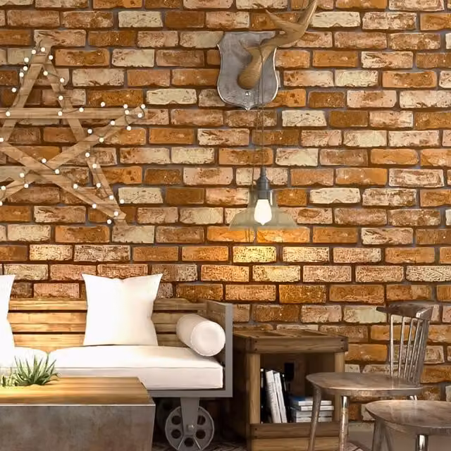 NOVECRAFTO 3D Brick Effect Stone Look Geometric Wallpaper in Brown, 3 Rolls (15.11 m)