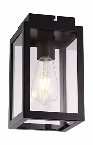 Harper Living Black and Transparent Glass Semi-Flush Ceiling Light with E27 Socket