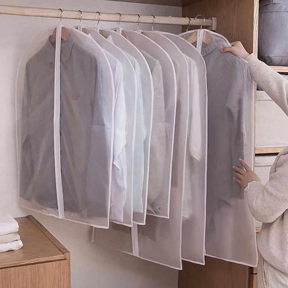 PAWNORA 10 Pack White Plastic Hanging Clothes Bags for Suits and Coats, W: 60 cm, H: 100 cm – 3