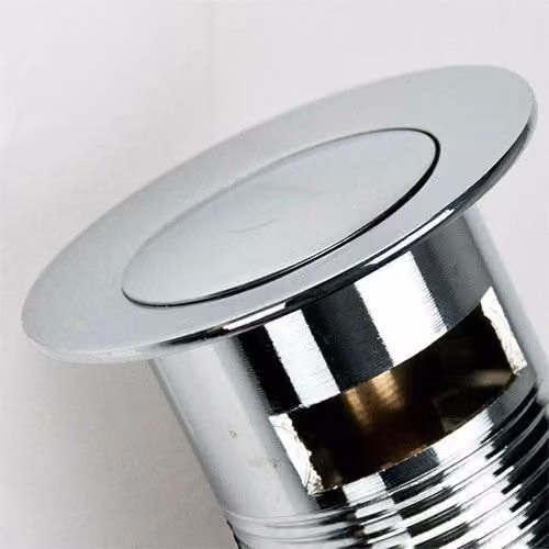 Nes Home Silver Chrome Slotted Basin Sink Waste with Overflow and Push Open Pop Up Plug