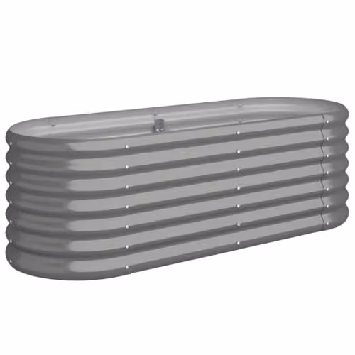 vidaXL Grey Galvanised Steel Raised Bed for Vegetable, Herb or Ornamental Gardens W: 114 cm, D: 40 cm, H: 36 cm