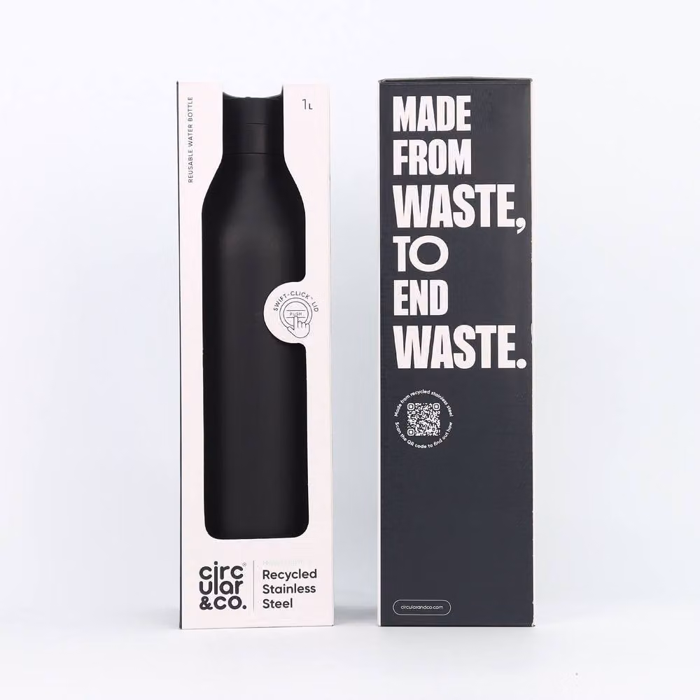 Circular & Co Insulated Stainless Steel Water Bottle, Black, 1000ml, Leakproof and BPA Free – 2