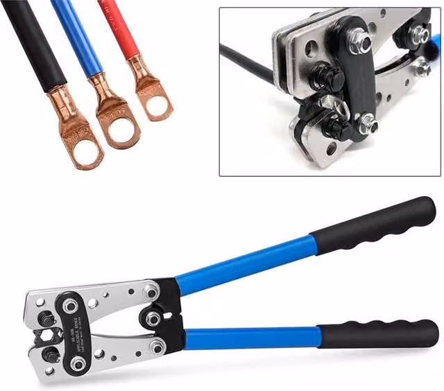 VOGREX Heavy Duty Battery Cable Crimping Tool and Wire Lug Crimper Kit, Blue