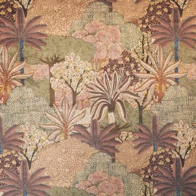 Linda Barker Treasure Garden Peach Velvet Floral Print Fabric
