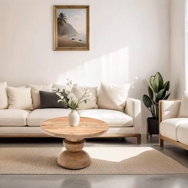 IH Design Merlin Round Mango Wood Coffee Table in Brown – 1