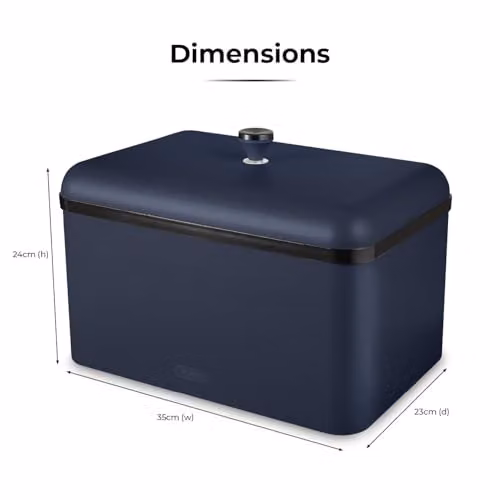 Tower Sera Bread Bin in Midnight Blue and Black with Airtight Metal Body – 8