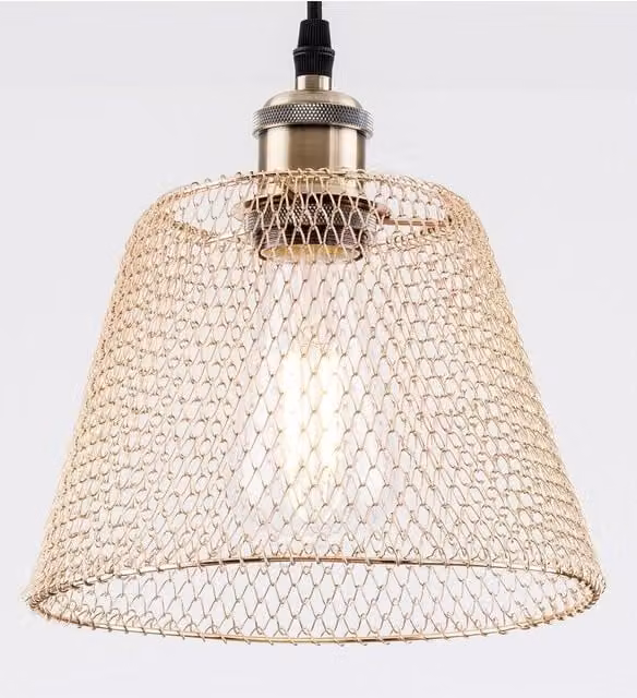 Harper Living Easy Fit Metal Lampshade Compact Vintage Ceiling Fitting in Gold/Brass