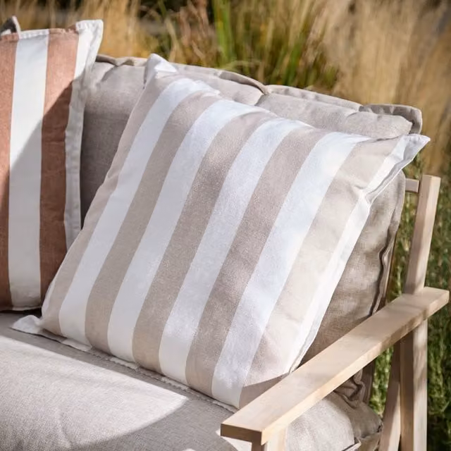 Make It A Home Striped Cotton Outdoor Cushion Cover in Beige and Yellow