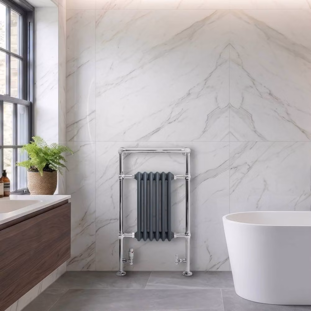 Monstershop Traditional Heated Towel Rail Radiator in Anthracite Grey, W/H: 57 x 95 cm – 3