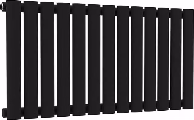Lux Heat Black Oval Horizontal Single-Panel Designer Radiator, W: 78 cm, H: 40 cm