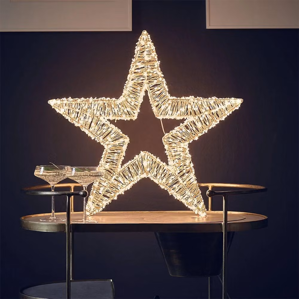 Noma White Micro LED Double Sided 3D Hanging Christmas Star, Diameter: 60 cm