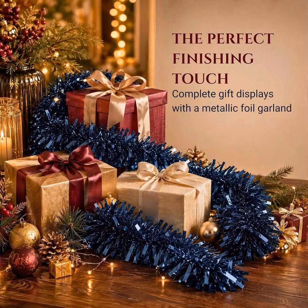 Shatchi Midnight Blue Chunky Tinsel Garland Christmas Decoration – 7