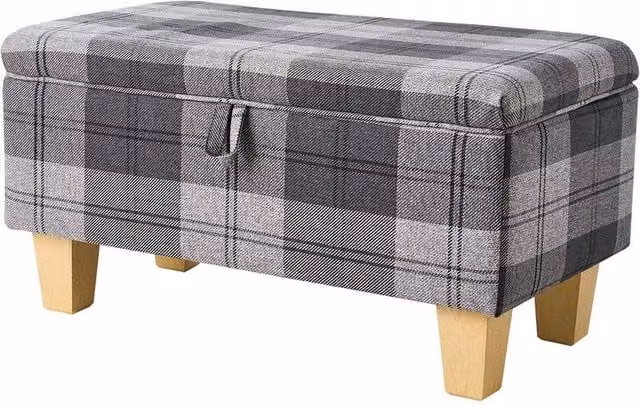 KORVIXA Grey Fabric Ottoman Storage Box, W/D/H: 71 x 37 x 34 cm – 1